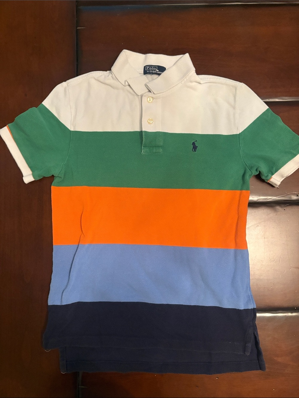Polo by Ralph Lauren Boys' Striped Polo Shirt - Cream/Green/Orange/Blue/Navy